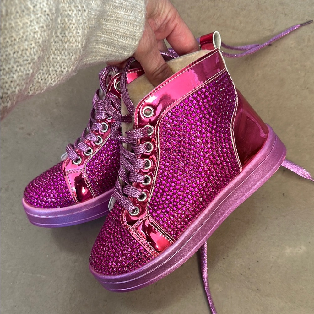 Lola & The Boys-girls sneaker boots- similar to Christian Louboutin- SZE 30 PINK